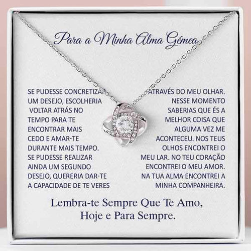 Para a Minha Alma Gémea – Colar banhado a ouro branco 14k com cristais de zirconia cúbica SONA