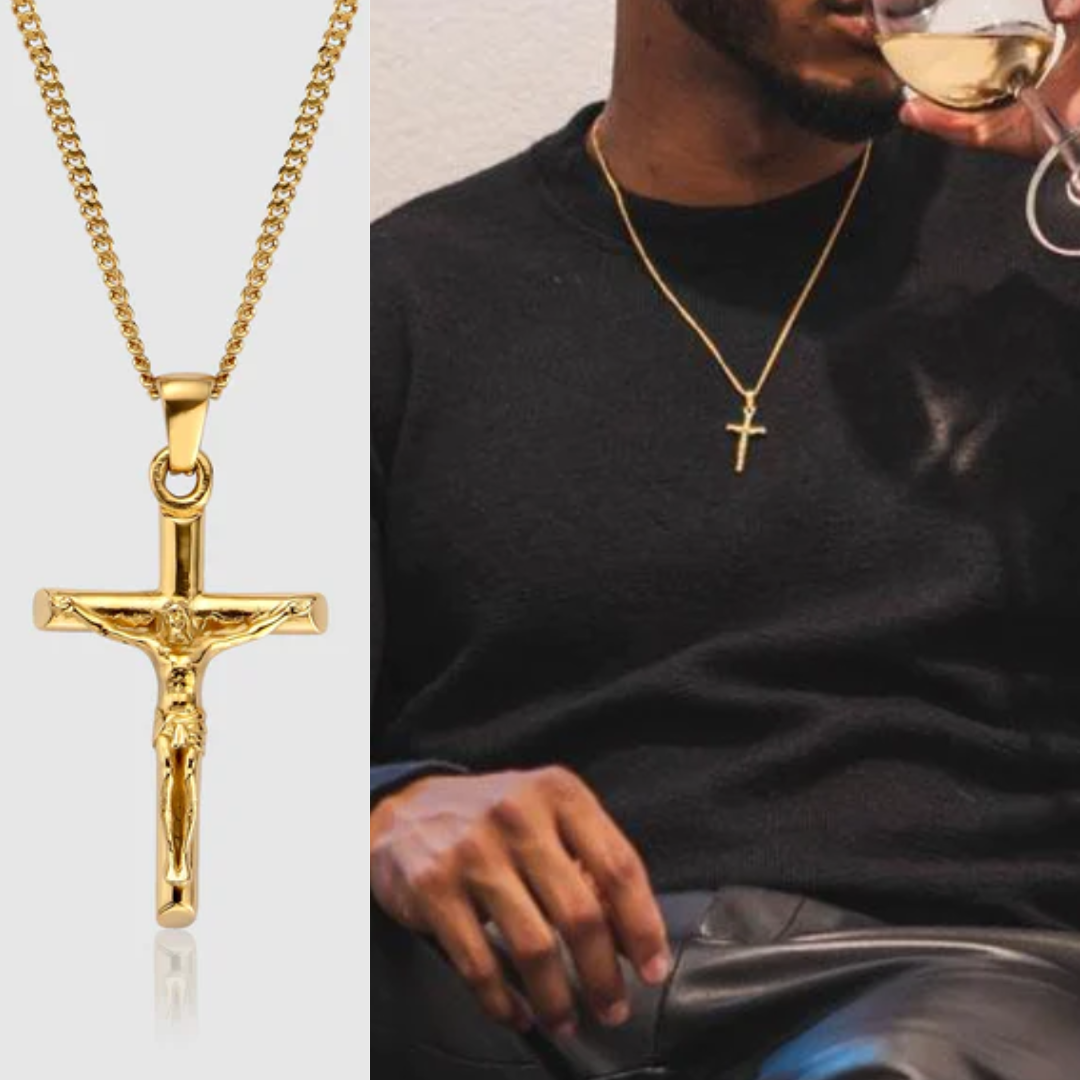 Para o meu Pai - Colar Cruz Banhado a Ouro 24K (com dedicatória à escolha)