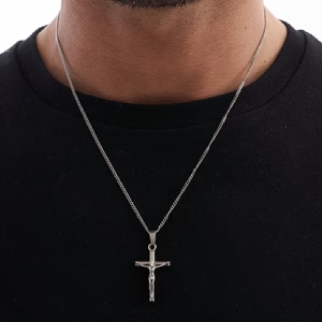 Para o meu Pai - Colar Cruz Banhado a Prata (com dedicatória à escolha)