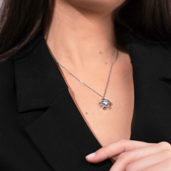 Para a Minha Deslumbrante e Sexy Alma Gémea – Colar banhado a ouro branco 14k com cristais de zirconia cúbica MORGAN