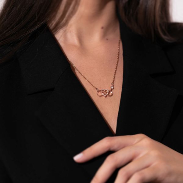 Para a nossa filha fantástica! – Colar em ouro rosa com cristais de zircónias cúbicas SIENA_LOVEHEART