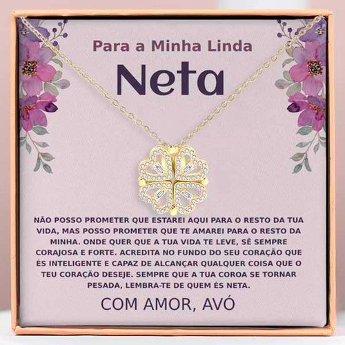 Para a Minha linda neta – Colar 2em1 trevo e corações Banhado a Ouro 18K  NOA_CLOVERIE