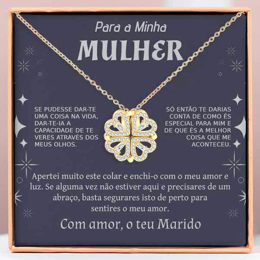 Para a Minha Mulher – Colar Trevo Banhado a Ouro 18K 2em1