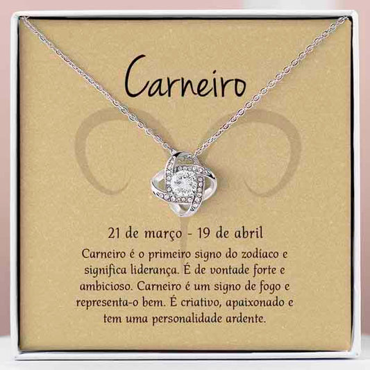 Cartão Zodíaco –Colar banhado a ouro branco 14k ARIES