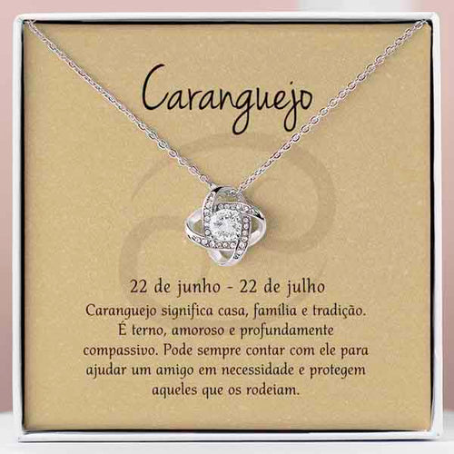 Cartão Zodíaco – Colar banhado a ouro branco 14k CANCER