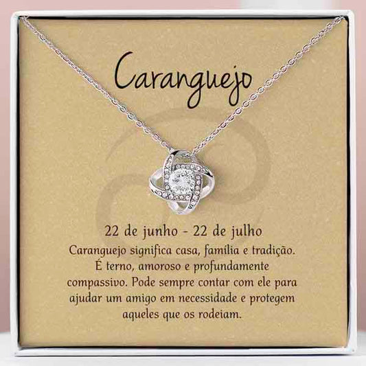 Cartão Zodíaco – Colar banhado a ouro branco 14k CANCER