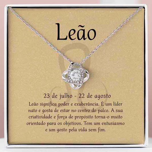 Cartão Zodíaco – Colar banhado a ouro branco 14k LEO