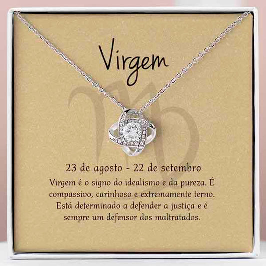 Cartão Zodíaco – Colar banhado a ouro branco 14k VIRGO