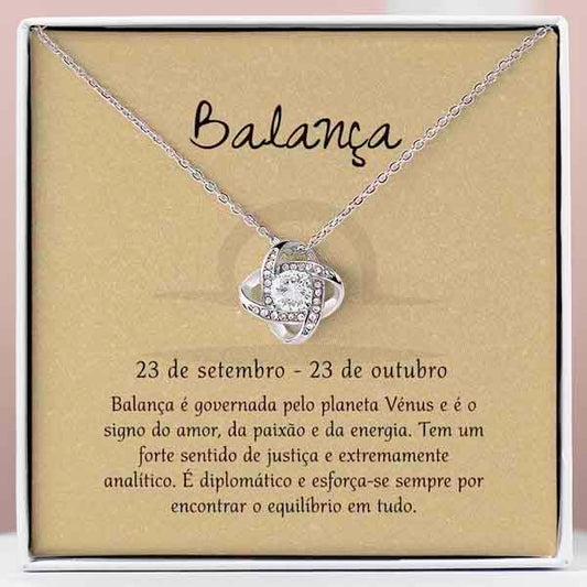 Cartão Zodíaco – Colar banhado a ouro branco 14ko LIBRA