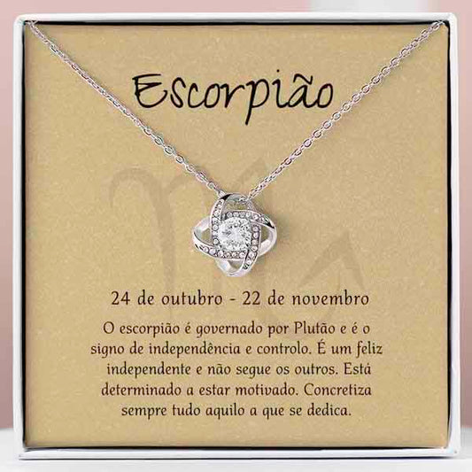 Cartão Zodíaco – Colar banhado a ouro branco 14k SCORPIO