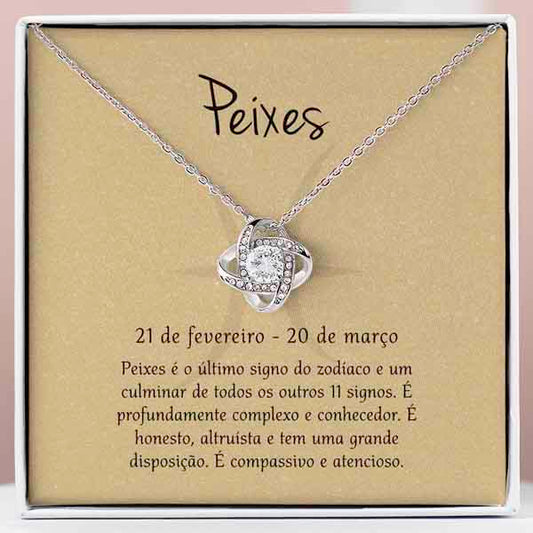 Cartão Zodíaco – Colar banhado a ouro branco 14k PISCES