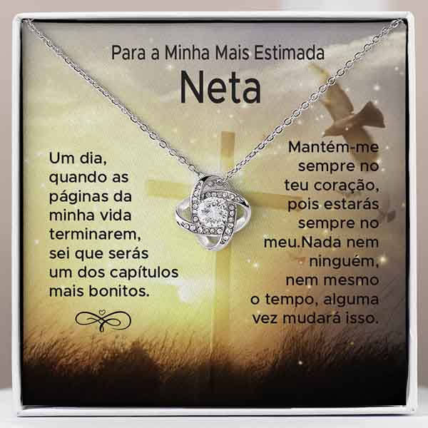 Para a Minha Querida Neta – Colar banhado a ouro branco 14k com cristais de zirconia cúbica VEGA