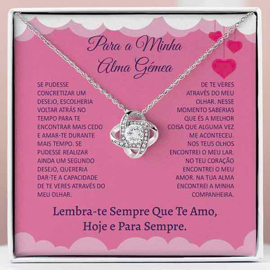 Para a Minha Alma Gémea – Colar banhado a ouro branco 14k com cristais de zirconia cúbica LOVE