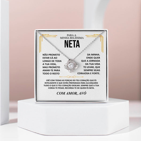 Para a Minha Linda Neta – Colar banhado a ouro branco 14k com cristais de zirconia cúbica ORIANA