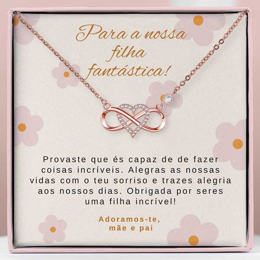 Para a nossa filha fantástica! – Colar em ouro rosa com cristais de zircónias cúbicas SIENA_LOVEHEART