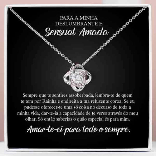 Para a Minha Deslumbrante e Sensual Amada – Colar banhado a ouro branco 14k com cristais de zirconia cúbica LUX