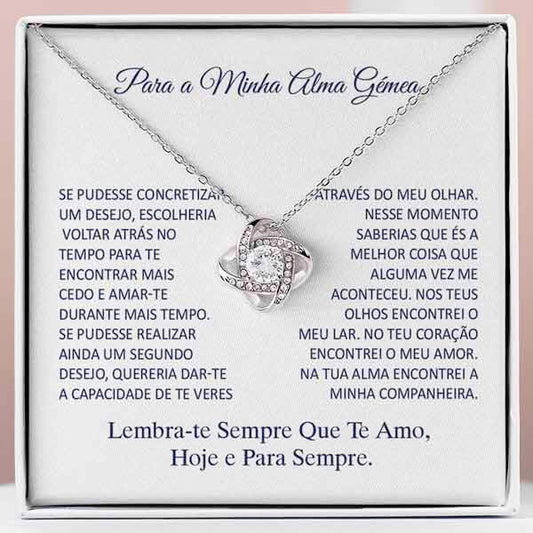 Para a Minha Alma Gémea – Colar banhado a ouro branco 14k com cristais de zirconia cúbica SONA