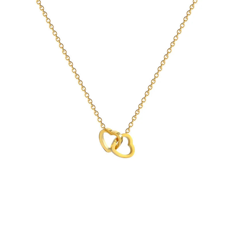 Para Minha Sensual Esposa - Colar Duplo Coração Banhado a Ouro 18k